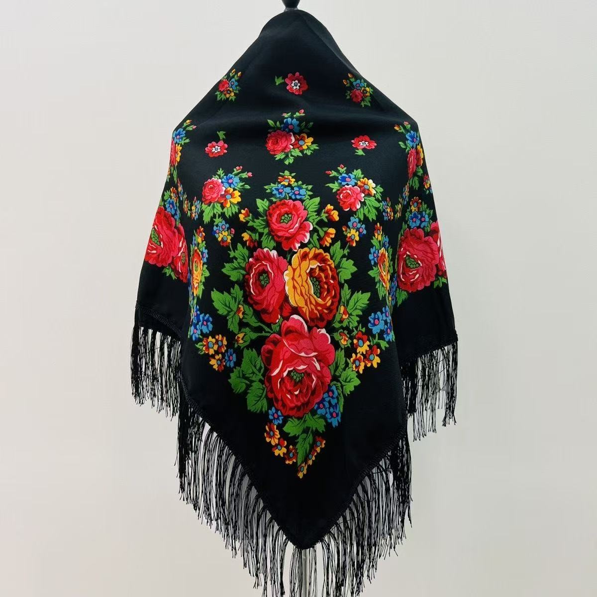 Bandana Cotton - Bufanda cuadrada nacional rusa Floral de