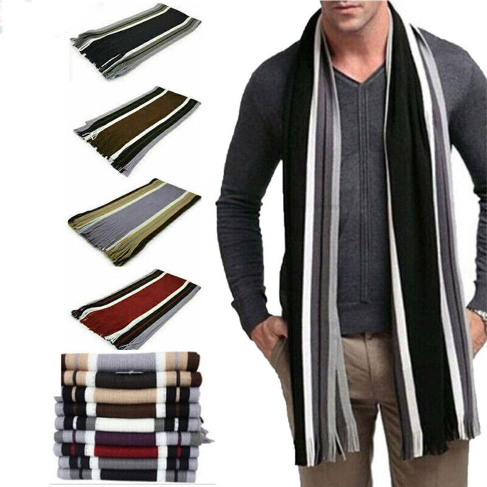 Bufanda de cachemira a rayas p - Muffler Men Wool reseña y precio